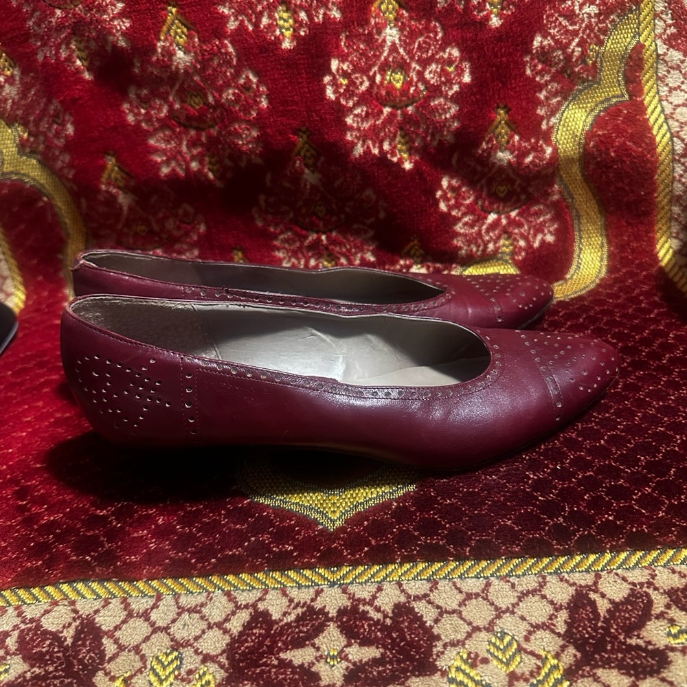 Vintage maroon/oxblood color‎  leather pumps size 7.5 89s 90s - Picture 6 of 6